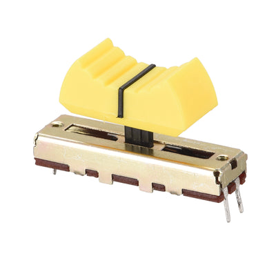 Harfington Uxcell Fader Variable Resistors Mixer 35mm Straight Slide Potentiometer B50K Ohm Yellow Black Knobs