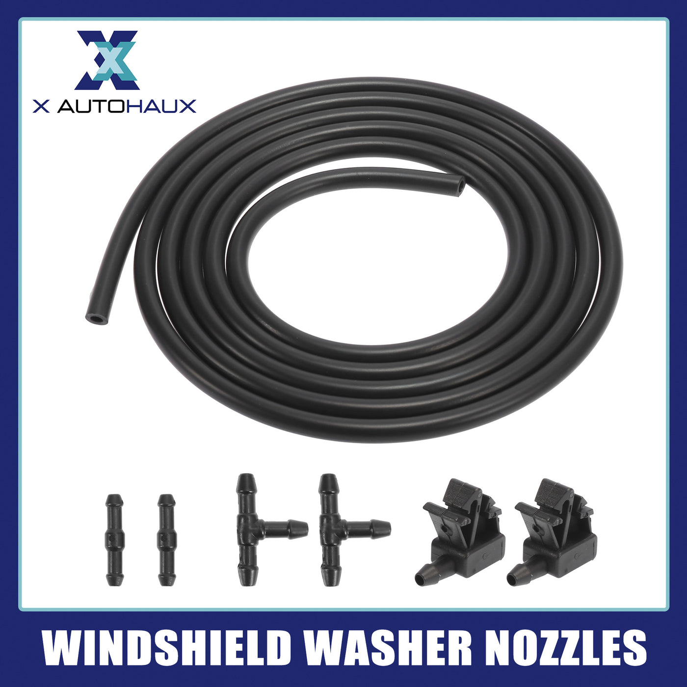 X AUTOHAUX 7pcs Front Windshield Washer Nozzles for Citroen Berlingo for MK2 2 Meters Windshield Washer Hose with 4pcs Connectors Replaces 6438Z7