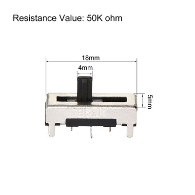 Harfington Uxcell Variable Resistors 18mm Straight Slide Potentiometer B50K Single Channel 2pcs