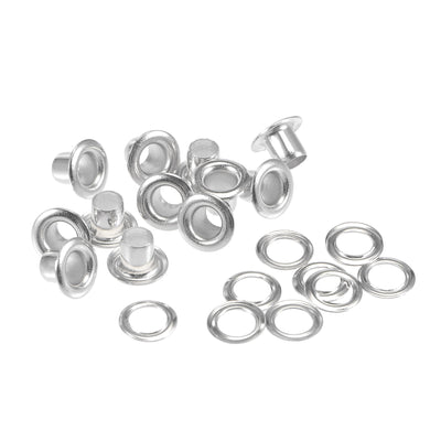 Harfington Uxcell Eyelet with Washer 6x3x4mm Copper Grommet Silver Tone 100 Set
