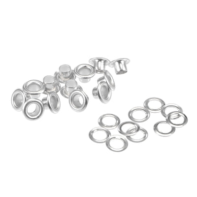 Harfington Uxcell Eyelet with Washer 7x3.5x4mm Copper Grommet Silver Tone 100 Set