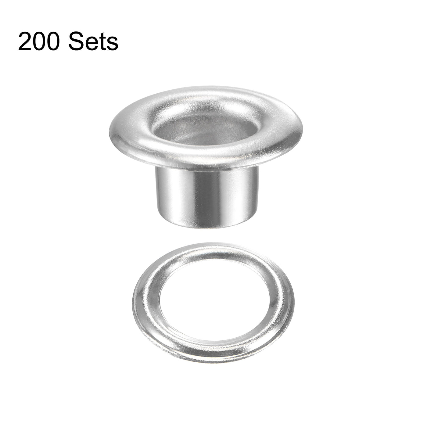 uxcell Uxcell Eyelet with Washer 9.5x5x4.5mm Copper Grommet Silver Tone 200 Set