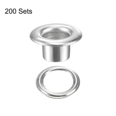 Harfington Uxcell Eyelet with Washer 9.5x5x4.5mm Copper Grommet Silver Tone 200 Set