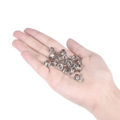 Harfington Uxcell Eyelet with Washer 9.5x5x4.5mm Copper Grommet Silver Tone 200 Set