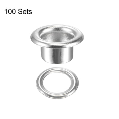 Harfington Uxcell Eyelet with Washer 10.5x6x5mm Copper Grommet Silver Tone 100 Set