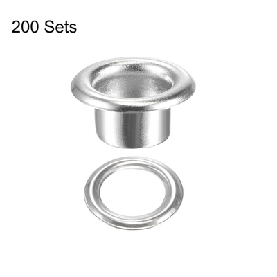 Harfington Uxcell Eyelet with Washer 10.5x6x5mm Copper Grommet Silver Tone 200 Set