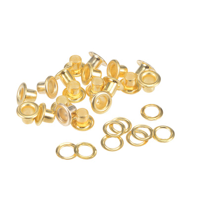 Harfington Uxcell Eyelet with Washer 6x3x4mm Copper Grommet Chrome Plated Gold Tone 100 Set