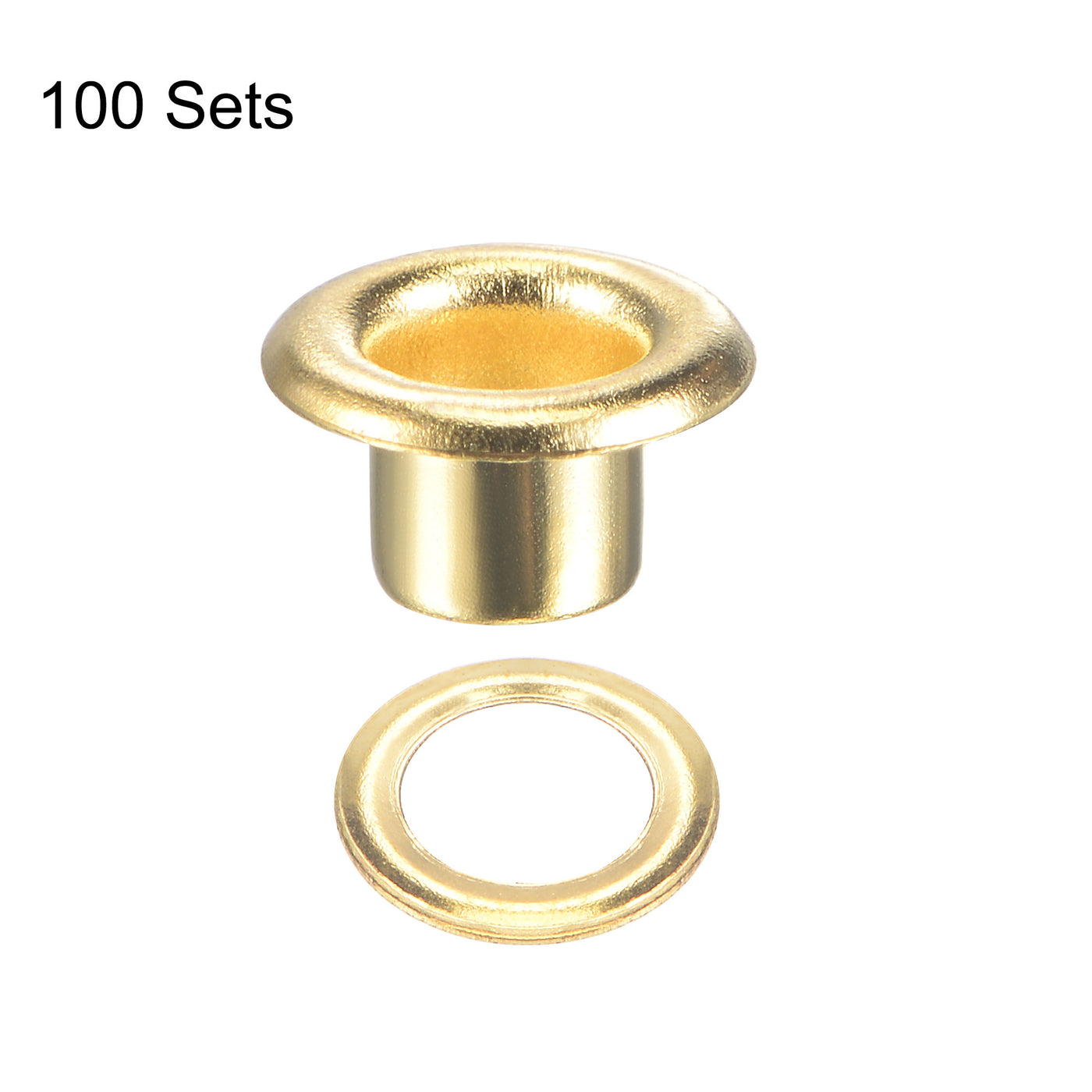 uxcell Uxcell Eyelet with Washer 7x3.5x4mm Copper Grommet Chrome Plated Brass Tone 100 Set