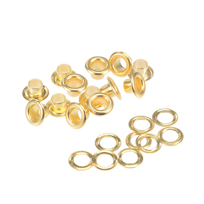 Harfington Uxcell Eyelet with Washer 7x3.5x4mm Copper Grommet Chrome Plated Brass Tone 100 Set