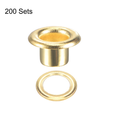 Harfington Uxcell Eyelet with Washer 7x3.5x4mm Copper Grommet Chrome Plated Brass Tone 200 Set