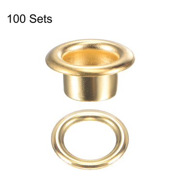 Harfington Uxcell Eyelet with Washer 10.5x6x5mm Copper Grommet Chrome Plated Brass Tone 100 Set