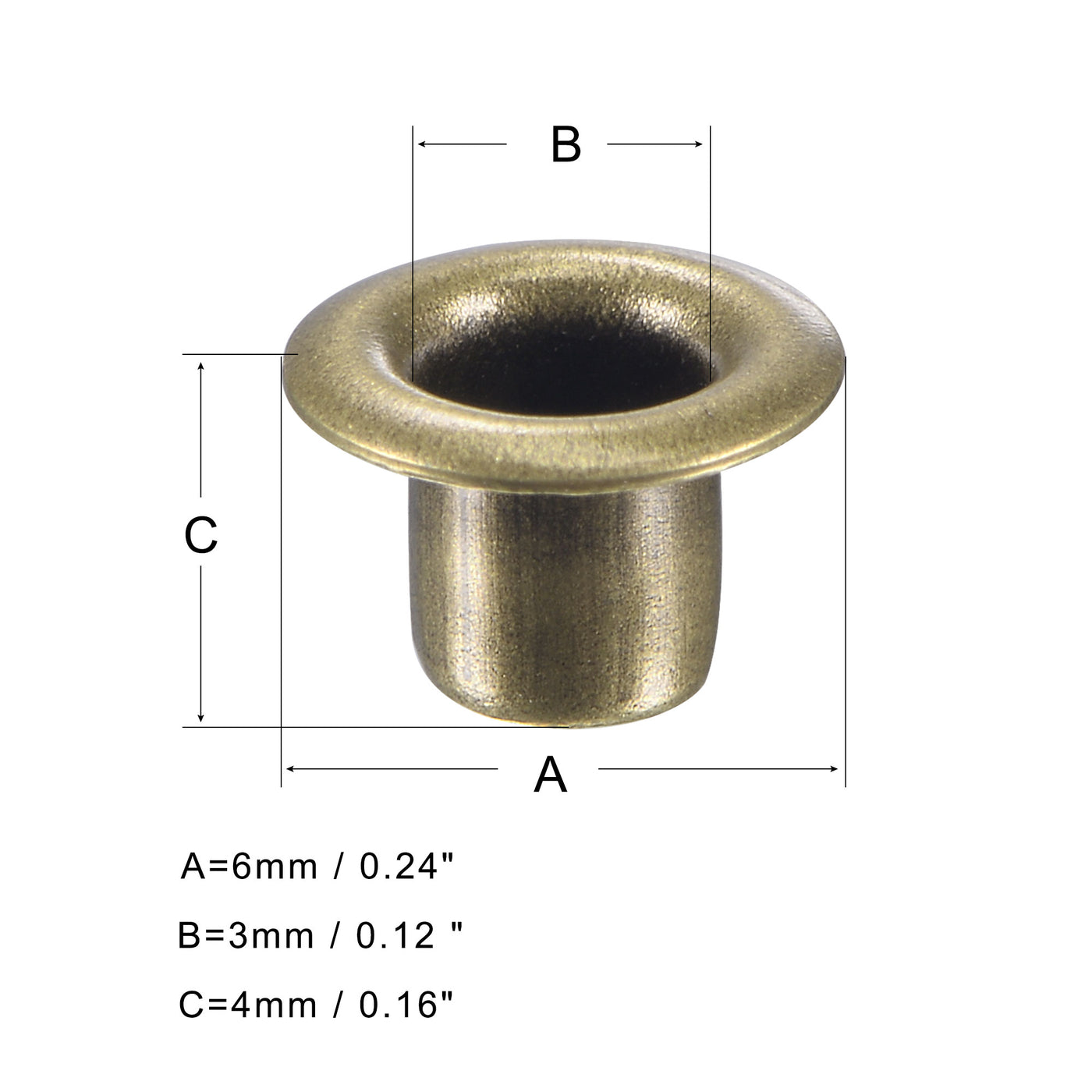 uxcell Uxcell Eyelet with Washer 6x3x4mm Copper Grommet Chrome Plated Bronze Tone 100 Set