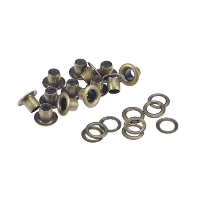 Harfington Uxcell Eyelet with Washer 6x3x4mm Copper Grommet Chrome Plated Bronze Tone 100 Set
