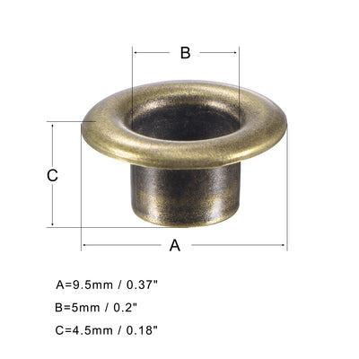 Harfington Uxcell Eyelet with Washer 9.5x5x4.5mm Copper Grommet Chrome Plated Bronze Tone 100 Set