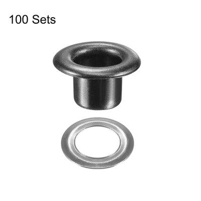 Harfington Uxcell Eyelet with Washer 8x4x4.3mm Copper Grommet Chrome Plated Black 100 Set