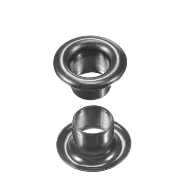 Harfington Uxcell Eyelet with Washer 9x4.5x4.7mm Copper Grommet Chrome Plated Black 100 Set