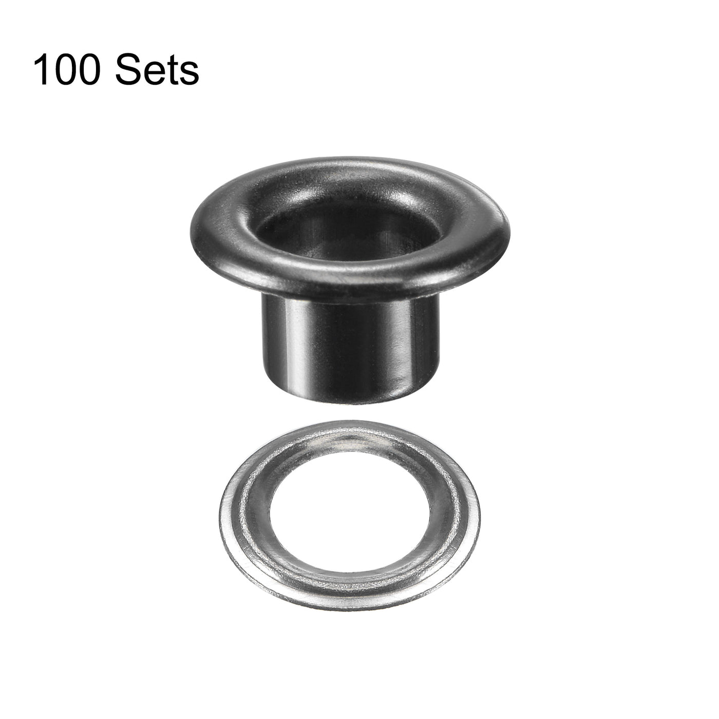 uxcell Uxcell Eyelet with Washer 9x4.5x4.7mm Copper Grommet Chrome Plated Black 100 Set