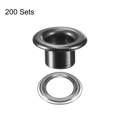 Harfington Uxcell Eyelet with Washer 9x4.5x4.7mm Copper Grommet Chrome Plated Black 200 Set