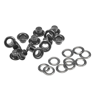 Harfington Uxcell Eyelet with Washer 9x4.5x4.7mm Copper Grommet Chrome Plated Black 200 Set