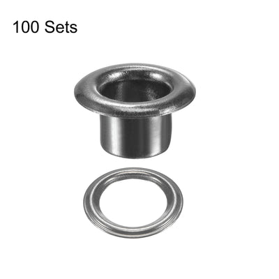 Harfington Uxcell Eyelet with Washer 9.5x5x4.5mm Copper Grommet Chrome Plated Black 100 Set