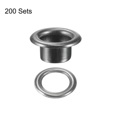 Harfington Uxcell Eyelet with Washer 10.5x6x5mm Copper Grommet Chrome Plated Black 200 Set