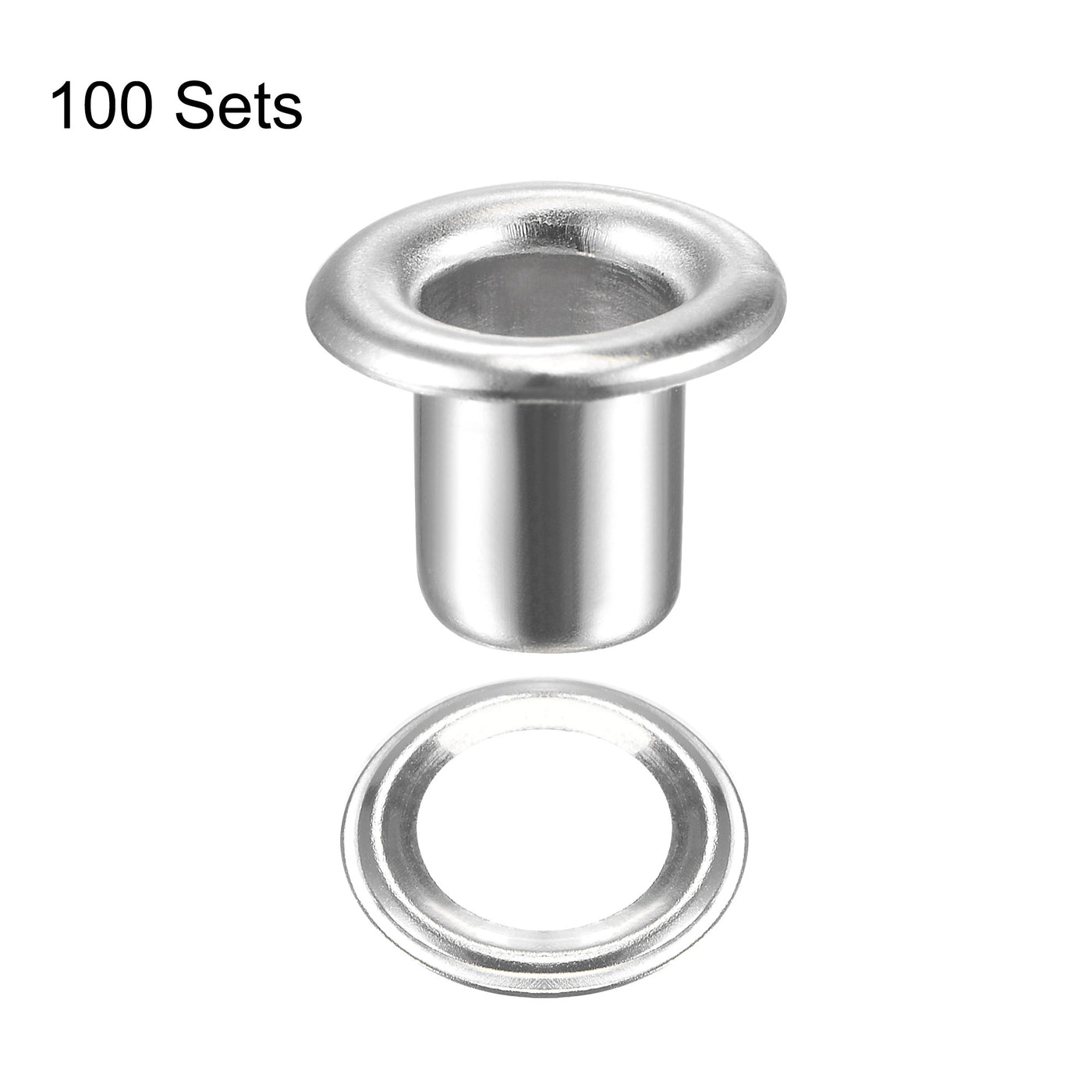 uxcell Uxcell Eyelet with Washer 9x4.5x7mm Copper Grommet Chrome Plated Silver Tone 100 Set