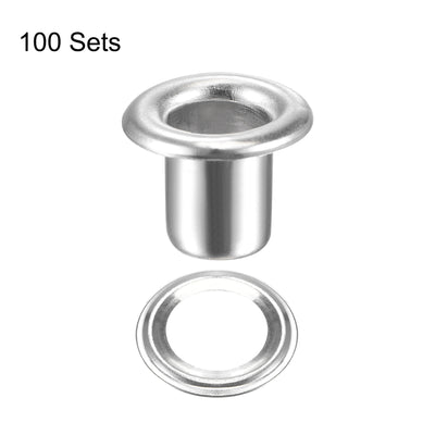 Harfington Uxcell Eyelet with Washer 9x4.5x7mm Copper Grommet Chrome Plated Silver Tone 100 Set