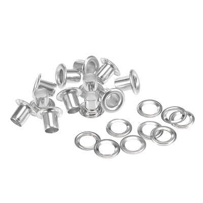 Harfington Uxcell Eyelet with Washer 9x4.5x7mm Copper Grommet Chrome Plated Silver Tone 100 Set