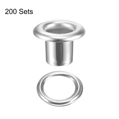 Harfington Uxcell Eyelet with Washer 10x5x7mm Alloy Grommet Silver Tone 200 Set