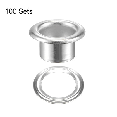 Harfington Uxcell Eyelet with Washer 13.5x8x7mm Alloy Grommet Silver Tone 100 Set