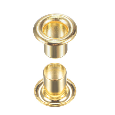 Harfington Uxcell Eyelet with Washer 9x4.5x7mm Copper Grommet Chrome Plated Brass Tone 100 Set