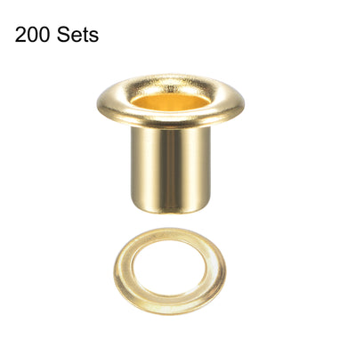 Harfington Uxcell Eyelet with Washer 9x4.5x7mm Copper Grommet Chrome Plated Brass Tone 200 Set