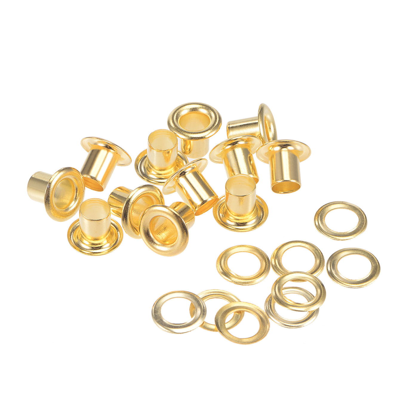 uxcell Uxcell Eyelet with Washer 9x4.5x7mm Copper Grommet Chrome Plated Brass Tone 200 Set