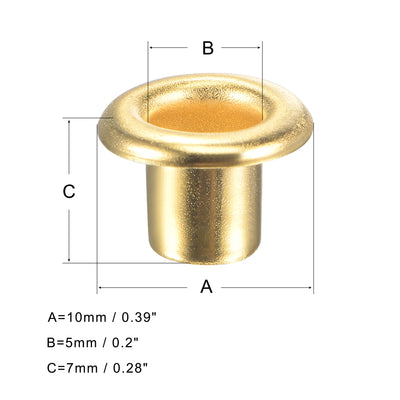 Harfington Uxcell Eyelet with Washer 10x5x7mm Alloy Grommet Brass Tone 200 Set