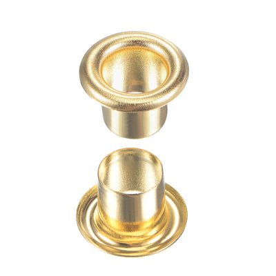 Harfington Uxcell Eyelet with Washer 10.5x6x7mm Alloy Grommet Brass Tone 100 Set