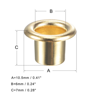Harfington Uxcell Eyelet with Washer 10.5x6x7mm Alloy Grommet Brass Tone 200 Set