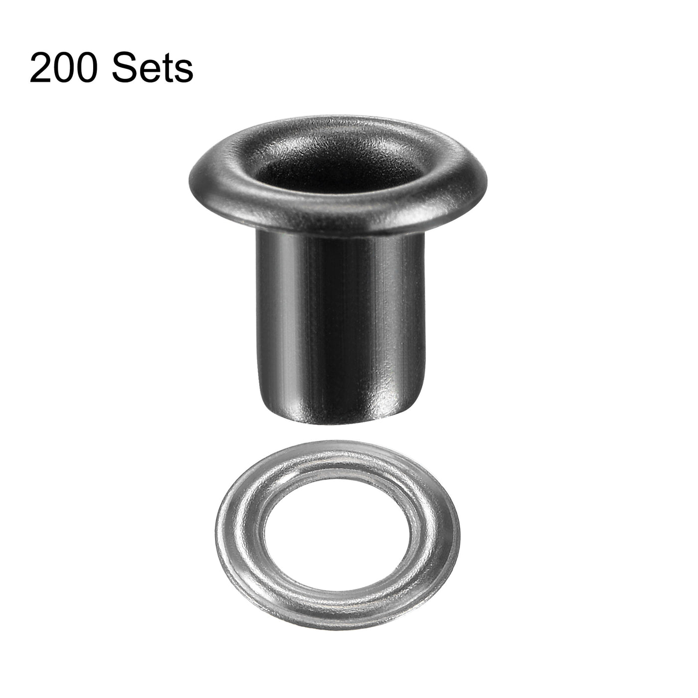 uxcell Uxcell Eyelet with Washer 8x4x7mm Copper Grommet Chrome Plated Black 200 Set
