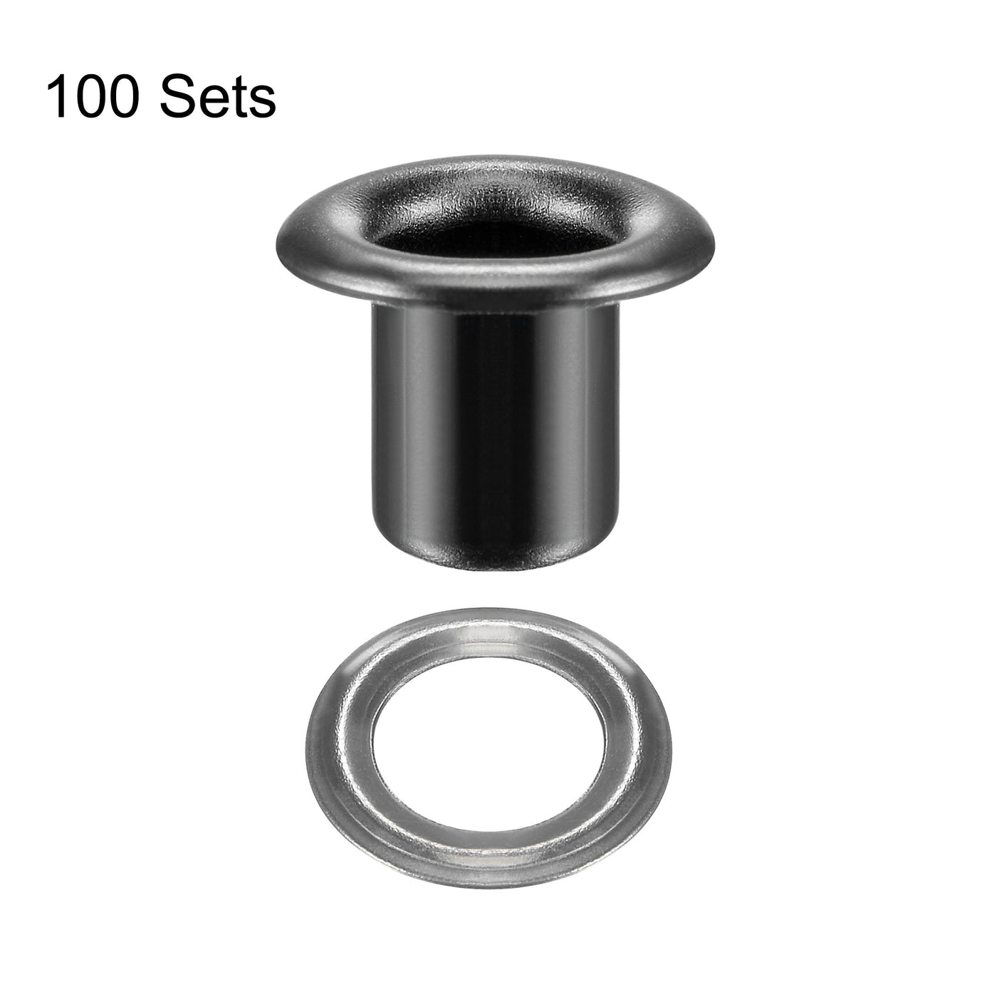uxcell Uxcell Eyelet with Washer 9x4.5x7mm Copper Grommet Chrome Plated Black 100 Set