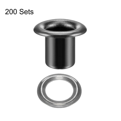 Harfington Uxcell Eyelet with Washer 9x4.5x7mm Copper Grommet Chrome Plated Black 200 Set