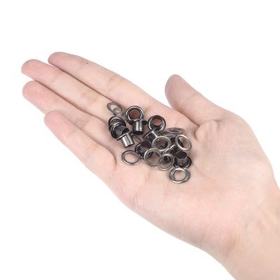 Harfington Uxcell Eyelet with Washer 10.5x6x7mm Alloy Grommet Black 200 Set