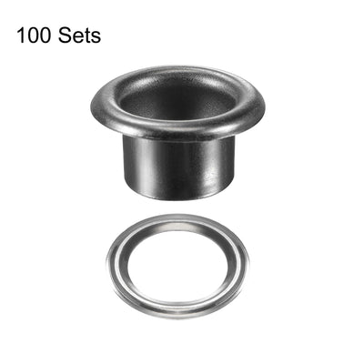 Harfington Uxcell Eyelet with Washer 13.5x8x7mm Alloy Grommet Black 100 Set