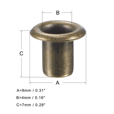 Harfington Uxcell Eyelet with Washer 8x4x7mm Copper Grommet Chrome Plated Bronze Tone 100 Set