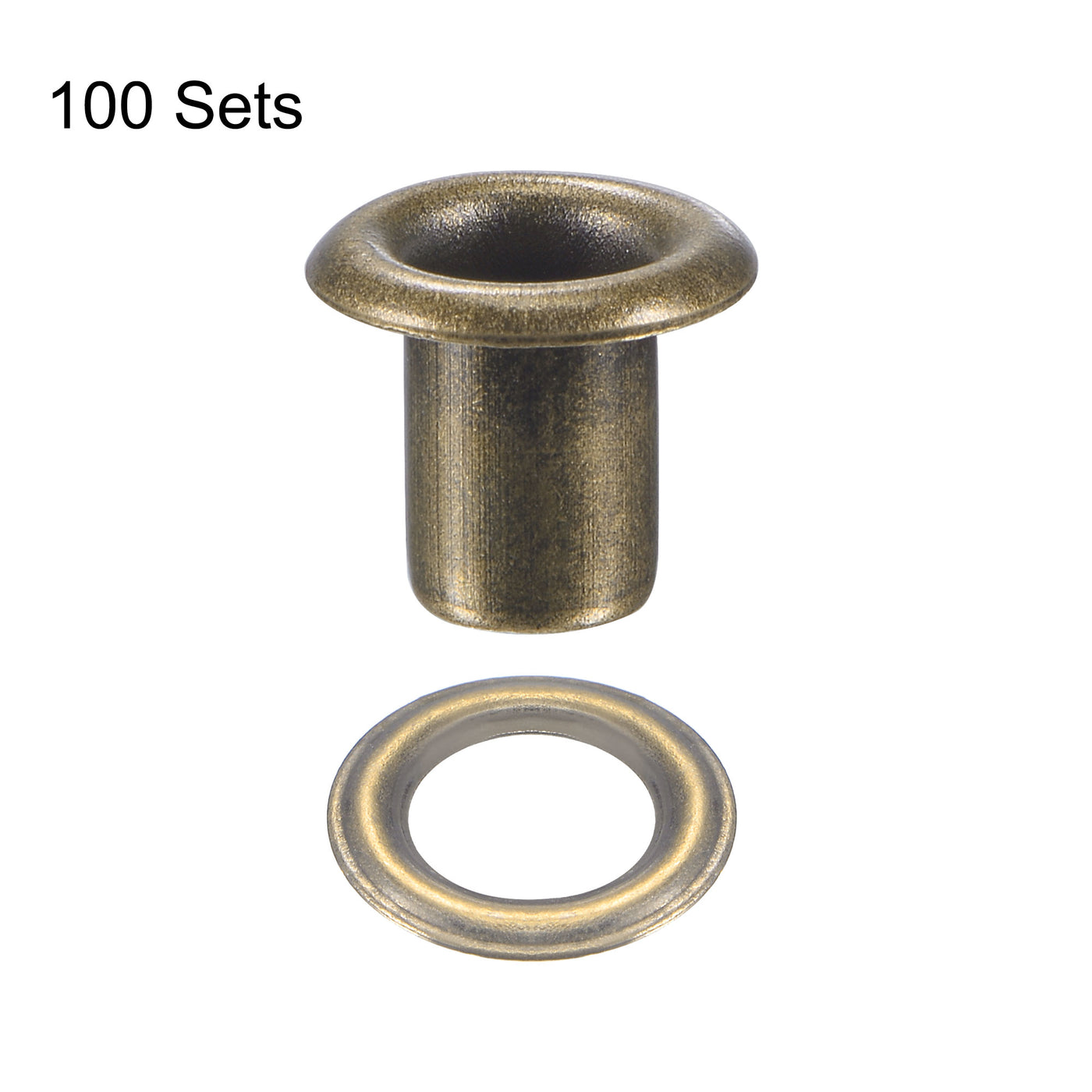 uxcell Uxcell Eyelet with Washer 8x4x7mm Copper Grommet Chrome Plated Bronze Tone 100 Set