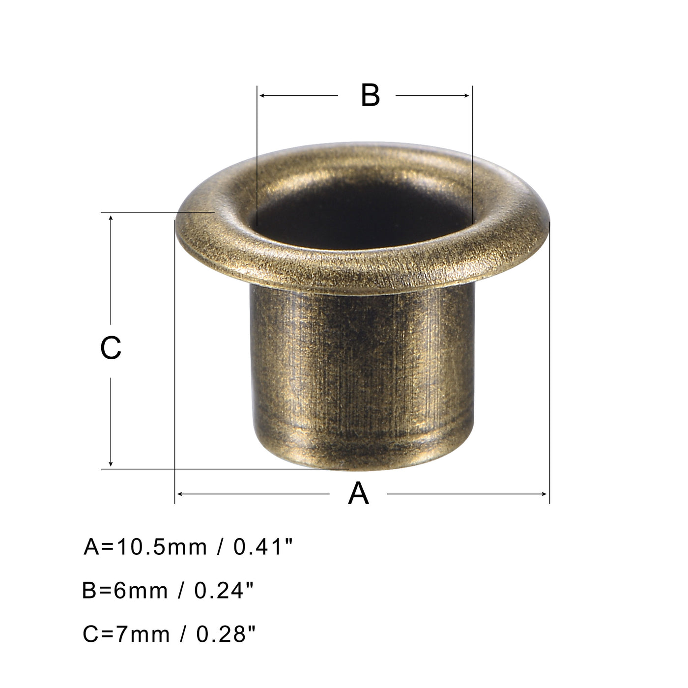uxcell Uxcell Eyelet with Washer 10.5x6x7mm Alloy Grommet Bronze Tone 100 Set