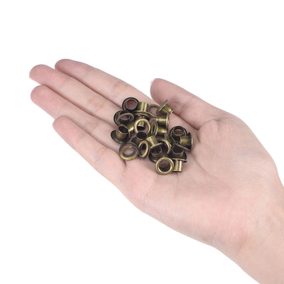 Harfington Uxcell Eyelet with Washer 10.5x6x7mm Alloy Grommet Bronze Tone 100 Set