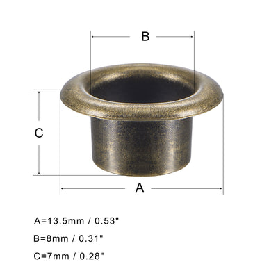 Harfington Uxcell Eyelet with Washer 13.5x8x7mm Alloy Grommet Bronze Tone 200 Set