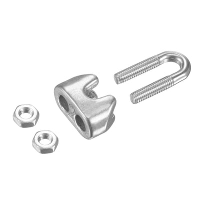 Harfington Uxcell Wire Rope Cable Clip Kit for M2, Included Rope Clamp 10Pcs and Thimble Rigging 10Pcs, 304 Stainless Steel U Bolt Saddle Fastener