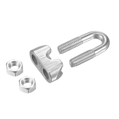 Harfington Uxcell Wire Rope Cable Clip Kit for M6, Included Rope Clamp 5Pcs and Thimble Rigging 5Pcs, 304 Stainless Steel U Bolt Saddle Fastener