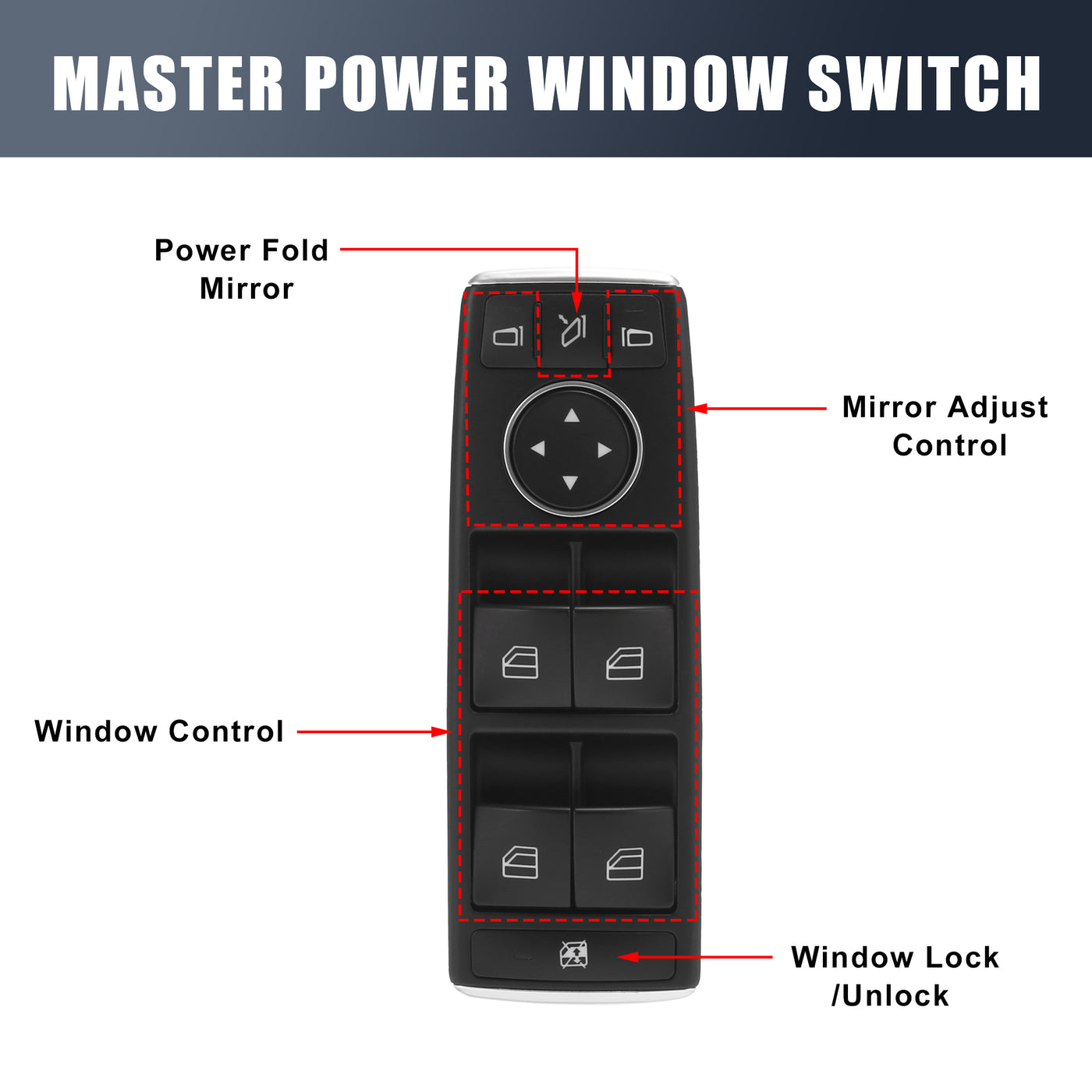 X AUTOHAUX Front Master Driver Side Power Window Switch 1669054400 Replacement for Mercedes-Benz ML350 2012 2013 2014 2015