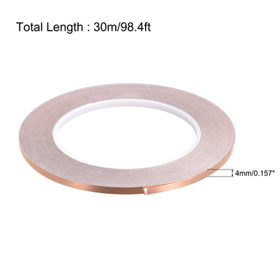 Harfington Uxcell Single-Sided Conductive Tape Copper Foil Tape 4mm x 30m/98.4ft